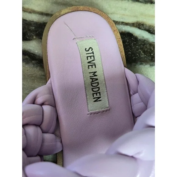 Steve Madden Womens Lilac Purple Braided Slide Sandals Square Toe Size 8 Flat - Picture 3 of 10
